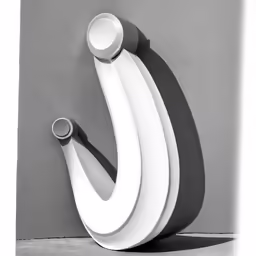 a modern sculpture on the wall with some minimalist looking details