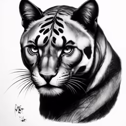 the tiger with black and white spots is shown