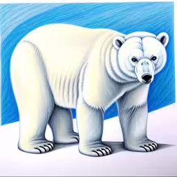 this is a white polar bear that stands by itself