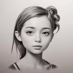 a beautiful young girl is drawn in pencil