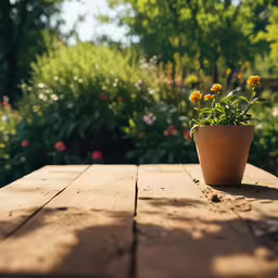 a flower pot that is sitting on a table
