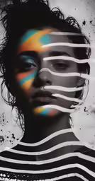 woman with artistic makeup with paint painted on her face