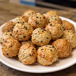 a white plate filled with sesame seed cookies