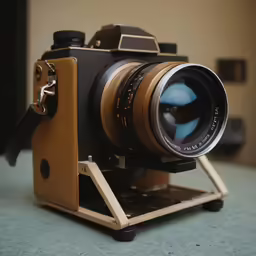 a camera with the lens in its holder