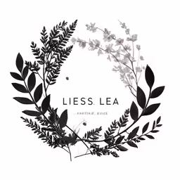 a black and white picture with leaves and branches