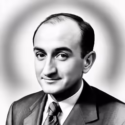 a man wearing a suit and tie, with his head turned to the left