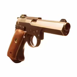a gun that is on display on a white background