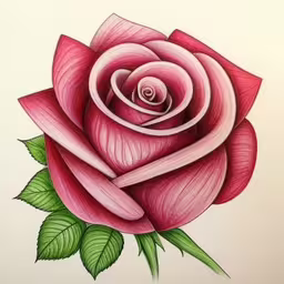 this drawing depicts a pink rose that has been colored,a drawing of a rose on a white sheet