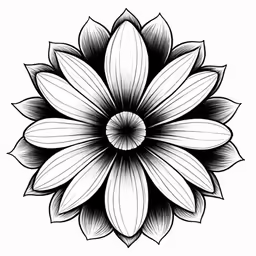 a flower with black and white coloring on it