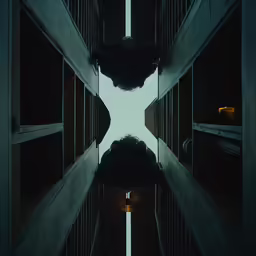 an image of looking up into the interior of a building