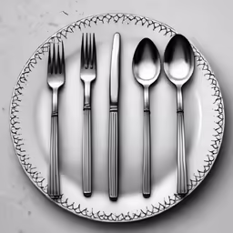 an empty plate is set with silver utensils
