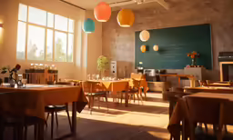 there are many paper balloons hanging from the ceiling