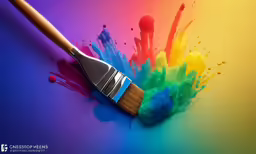 the paint is spilling onto the brush
