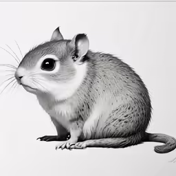 the rodent is looking at something while sitting on a white sheet