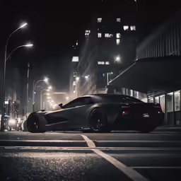 the sport car is driving through the city street