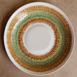 a plate with several patterns on the side