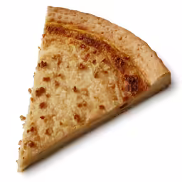 a piece of cheese pizza is shown on a white background
