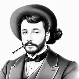 a drawing of a man in top hat and bow tie
