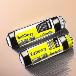 a couple of yellow cans that are on the table,two tubes of yellow batteries sitting on top of each other,an image of two yellow batteries on top of each other,two black and yellow tubes on white surface,two yellow, black and white cans sitting on top of a desk