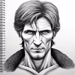 a drawing of a man in a coat