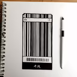 a notebook with a strip of black and white stripes on it