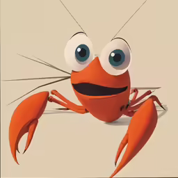 a cartoon crab with two eyes and two claws