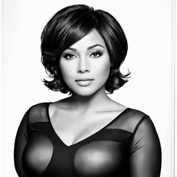 a woman wearing lingerie posing in front of a white backdrop