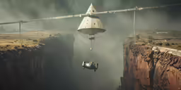 a photo of a sci - fiish with a helicopter