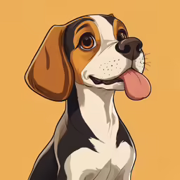 a beagle dog has his tongue hanging out