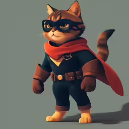a cat dressed in black glasses and a cape