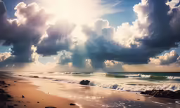 a sky full of clouds above some water