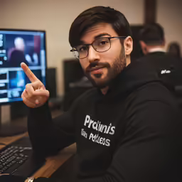 a man pointing at a computer screen