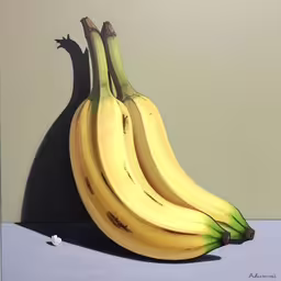 bananas sit side by side on a white surface