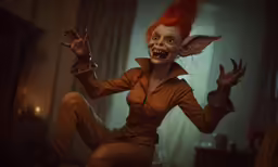 a cartoon character is posing for a photo
