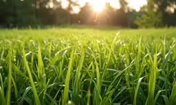 a grassy field filled with lots of tall green grass