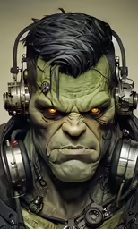 a man in headphones with his eyes lit up