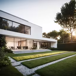 modern home on the side of a large tree