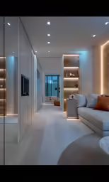 a view of a room with some couches and a television