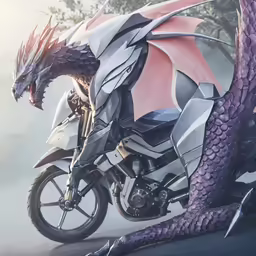 a motorcycle that looks like a dragon on a street