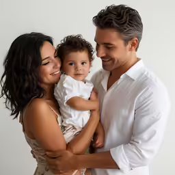 there is a man and woman that are holding a baby