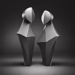 a pair of modern vases sitting on top of a table