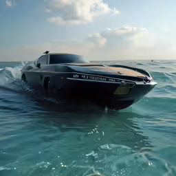 a boat traveling through the ocean with waves