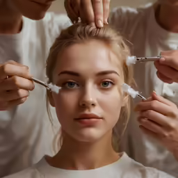two people holding toothbrushes behind them with one girl wearing white