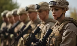 a group of soldiers are standing near each other