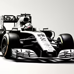 the new white racing car has its wheels extended
