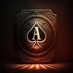 a gold ace playing card in the dark