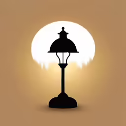 an illustration of a post lamp with the sun setting
