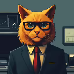 an illustration of a cat in a suit and tie