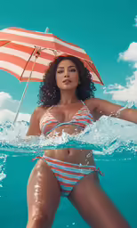a beautiful woman wearing a bikini in the water