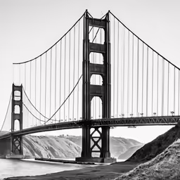 black and white photograph of the golden gate bridge